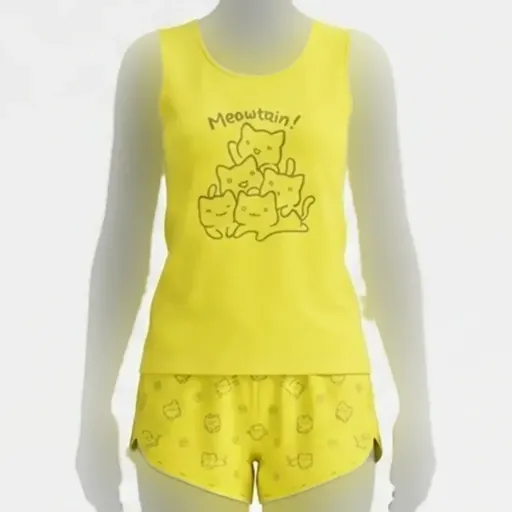 تاپ شورتک زنانه طرح گربه جنس پنبه ای تک سایز گزینه ها آبی