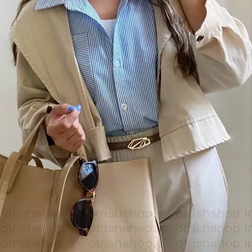 کمربند زنانه وارداتی خطی 1,5 سانتیمتر رنگ قهوه ای تیره