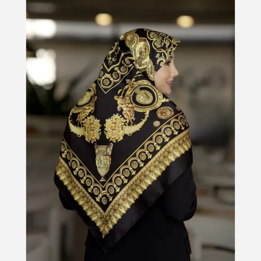 روسری ابریشم توییل تاج گلدونه