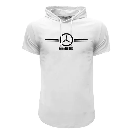 تیشرت کلاه دار مردانه طرح benz مدل r 5869 رنگ قرمز