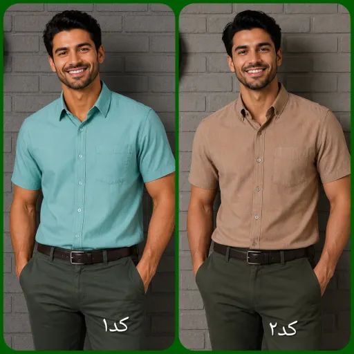 پیراهن مردانه آستین کوتاه نخی قواره آزاد تابستانه رنگ و سایز کد3 XXL