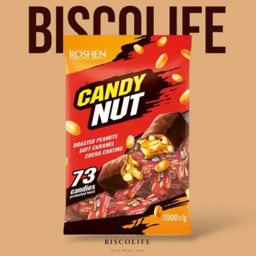 شکلات بادام‌زمینی و کارامل کندی نات روشِن Roshen Candy Nut  وزن 250 گرم