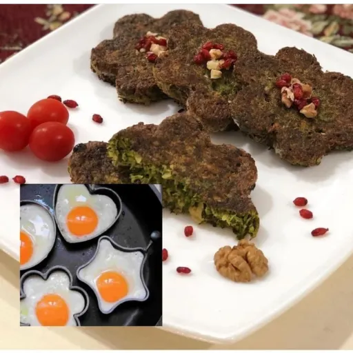 قالب کوکو کتلت وتخم مرغ ست 2عددی تفلون(قلب و گل)