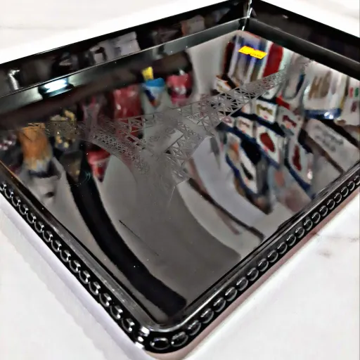 سینی کریستالی مشکی مستطیلی 39 در 27 مناسب ایام محرم و صفر
