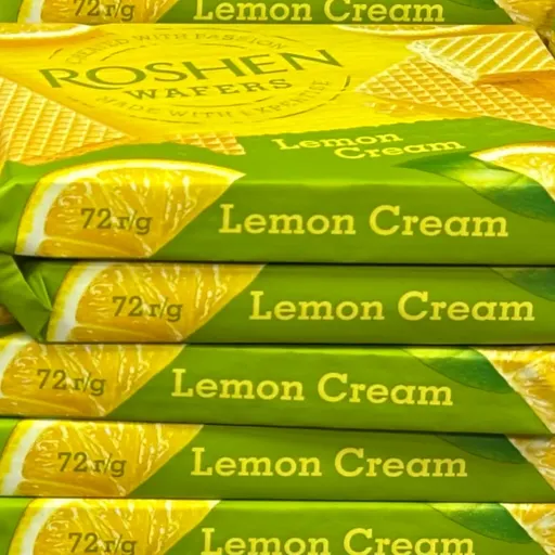 ویفر کرم لیمویی روشن اوکراین Roshen مدل Lemon Cream وزن 72 گرم