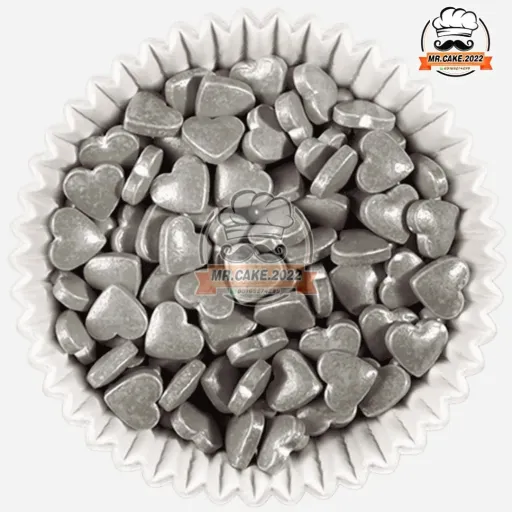 ترافل خوراکی تزئین کیک قلب نقره ای 40 گرمی